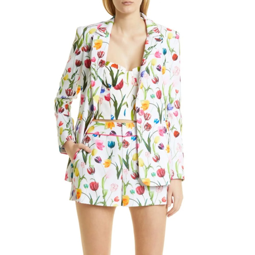 Alice + Olivia Tulip Print Blazer and tank top